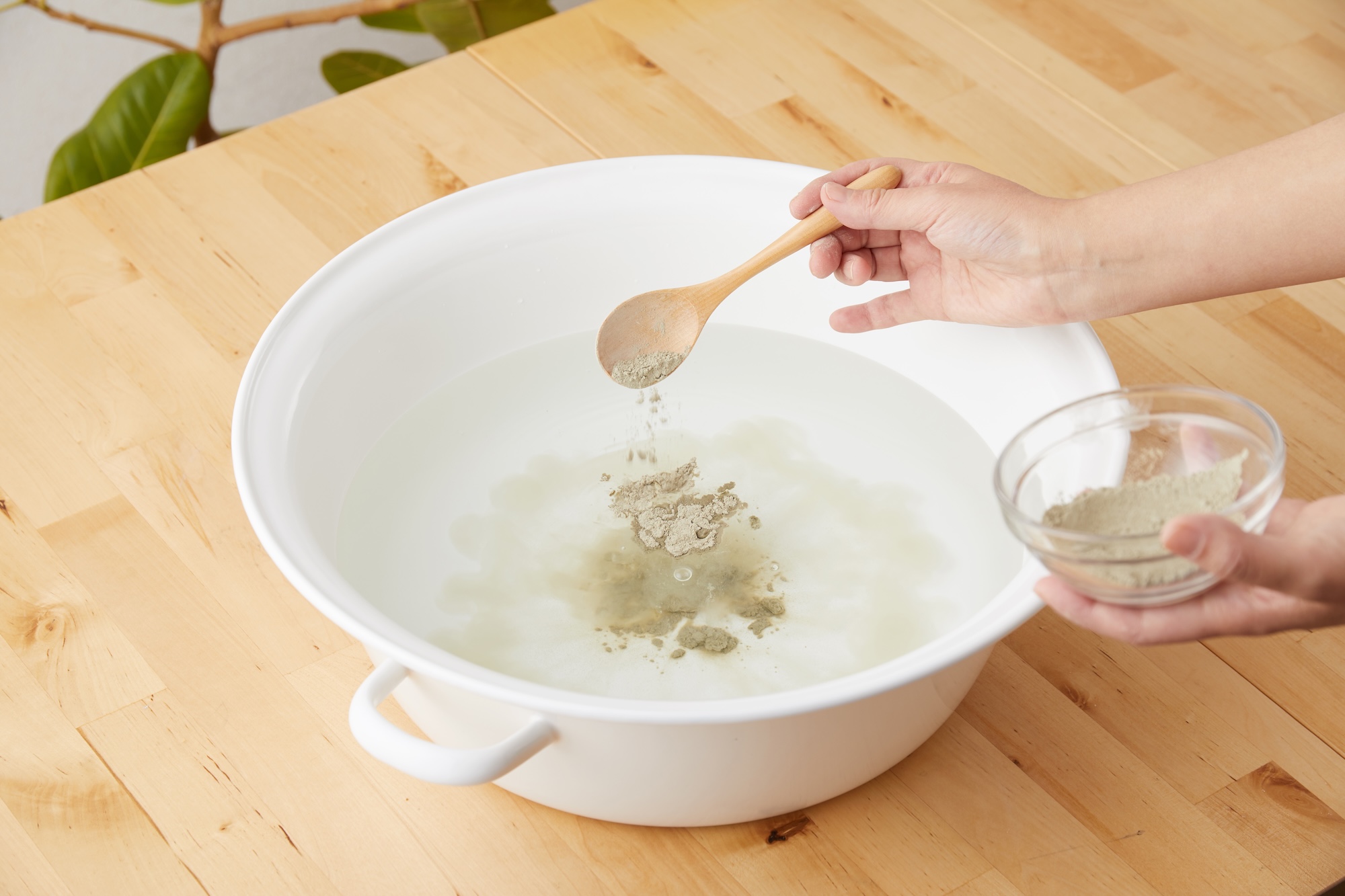 フットバスをしているところ